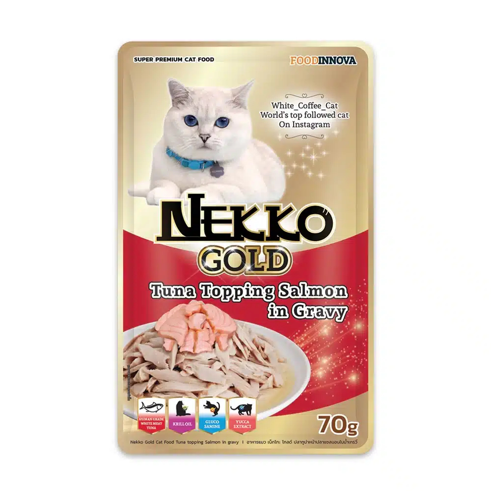 NEKKO GOLD POUCH 70G - TUNA TOPPING SALMON IN GRAVY