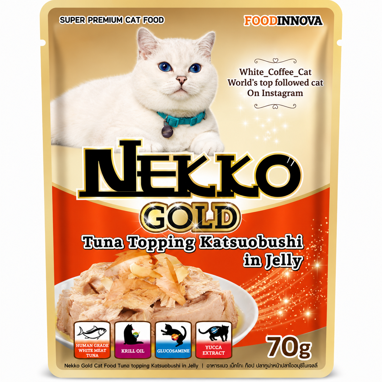 NEKKO GOLD POUCH 70G - TUNA TOPPING KATSUOBUSHI IN JELLY